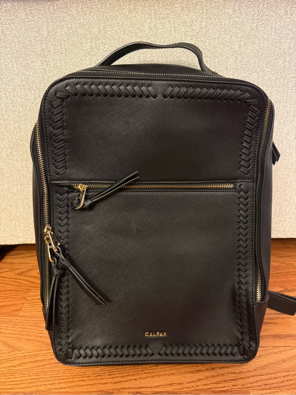 Calpak Kaya Black Backpack with Gold Hardware